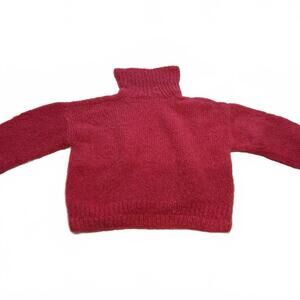 90s hand knit Pink Luxurious Mohair Turtleneck sweater